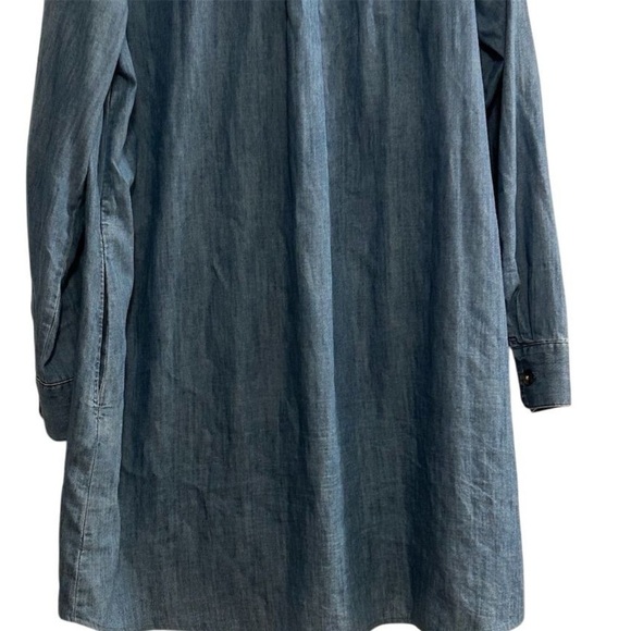 Ann Taylor LOFT Women's M Blue Denim Long Sleeve Tunic Dress Short Side Pockets - Picture 8 of 16